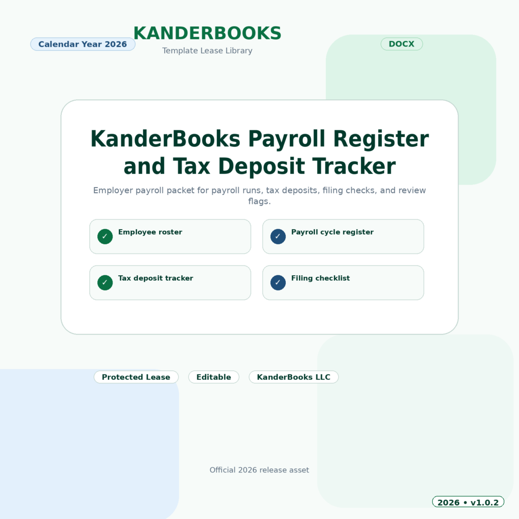 KanderBooks Payroll and Tax Deposit Wizard – Calendar Year 2026