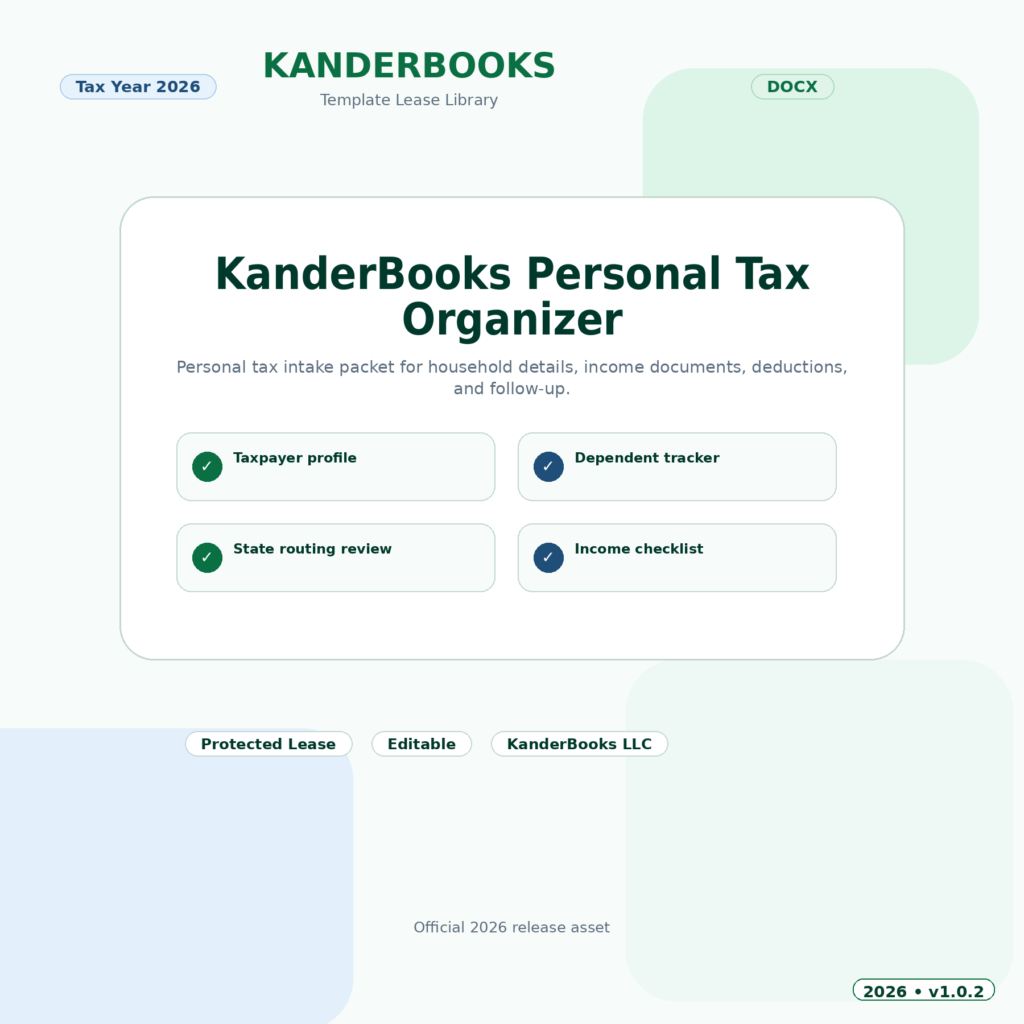 KanderBooks Personal Tax Organizer Wizard – Tax Year 2026