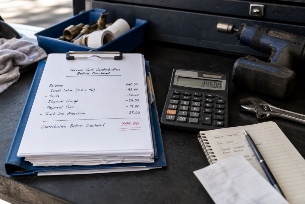 Editorial illustration for Calculate a service-call contribution number before overhead